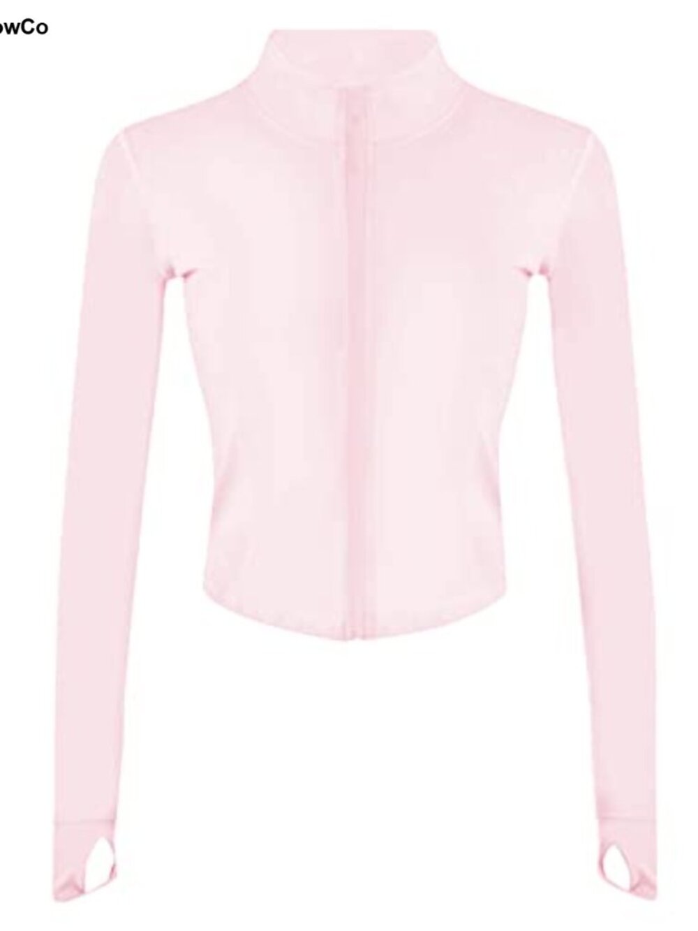 Women's Cropped Athletic Zip Up Running Jacket with Thumb Holes Slim Fit